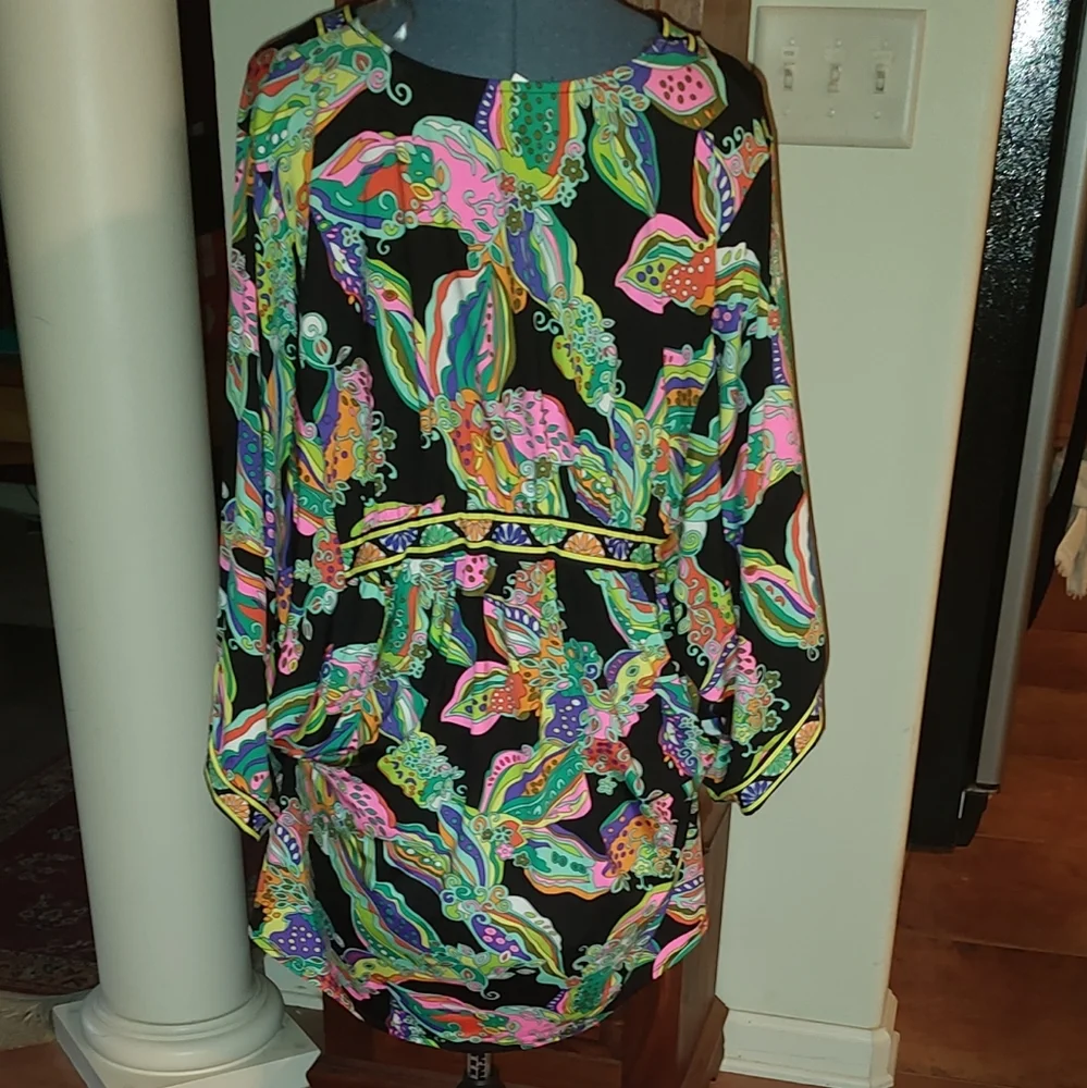 Trina Turk French Riviera Tunic Multicolor  Top Medium - Picture 3 of 4